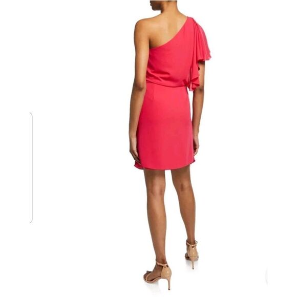 NWT Halston Fuscia One Shoulder Draped Dress 6 - Picture 3 of 10